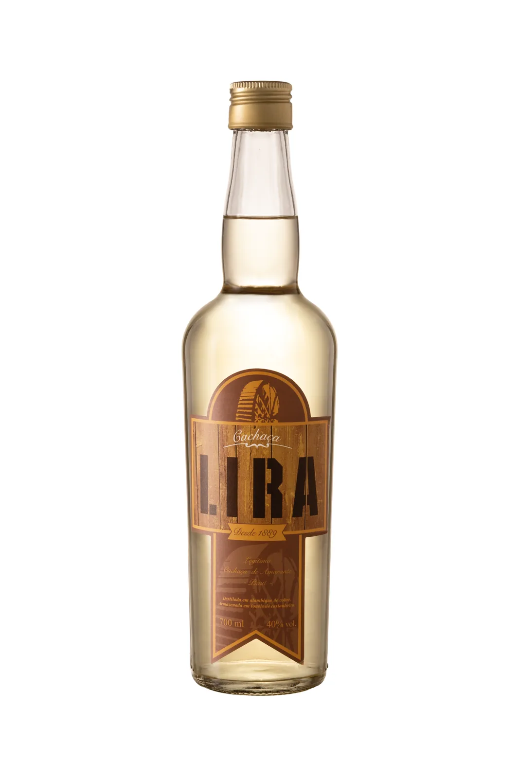 Garrafa da cachaça Lira Ouro