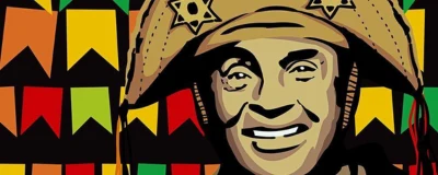 Ilustração nordestina inspirada em Luiz Gonzaga e bandeirinhas de São João